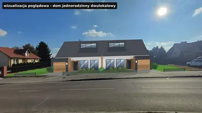 Wizualizacja zabudowy działki z domem jednorodzinnym dwulokalowym