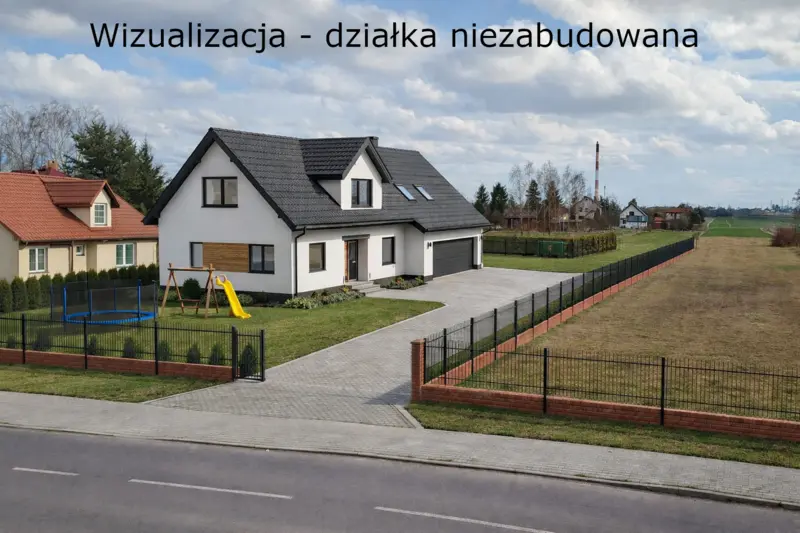 Wizualizacja AI, jak mógłby wylądać dom posadowiony na działce 249.1